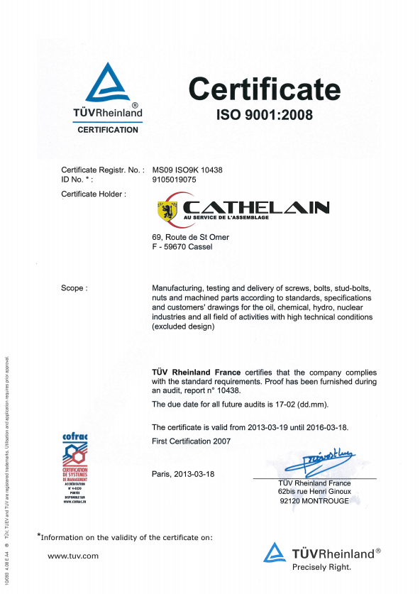 Certificate ISO 9001-2008